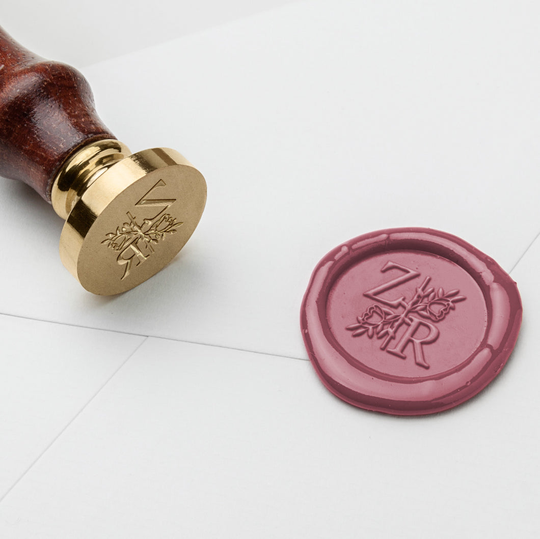 floral monogram wax stamp