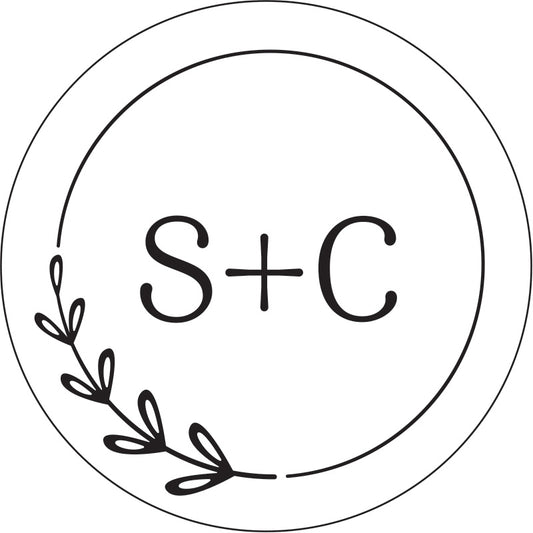 wax stamp half wreath monogram artwork
