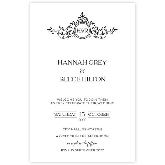 acrylic wedding invitation regal monogram