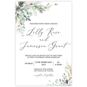 wedding invitation watercolour leaves