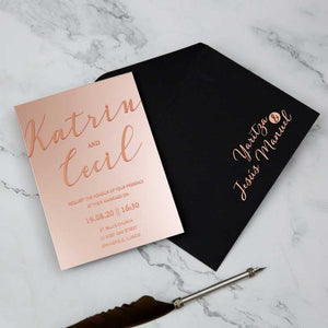 rose gold mirror acrylic wedding invitations
