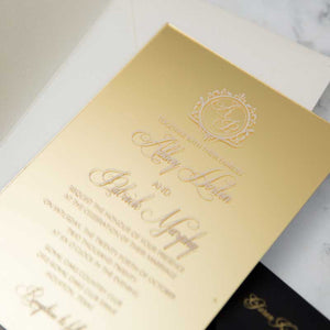 gold mirror acrylic wedding invitations