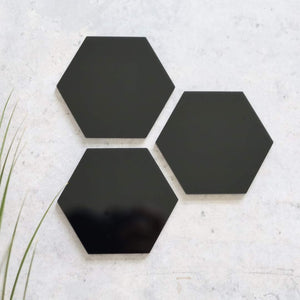 black acrylic hexagon place card plain