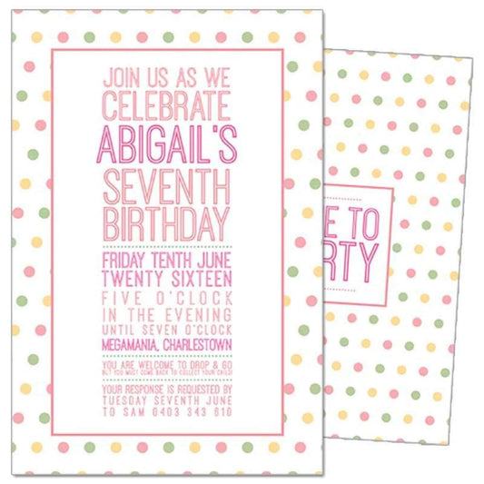 polkadot Pastel birthday invitation