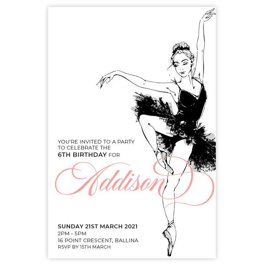 ballerina birthday invitation