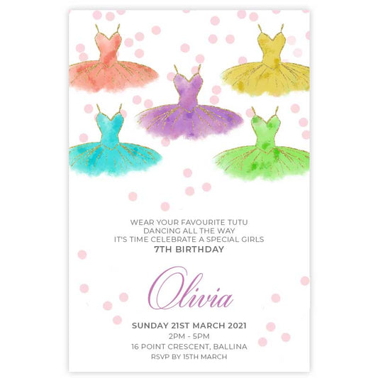 ballerina colourful glitter tutu with pink polka dots