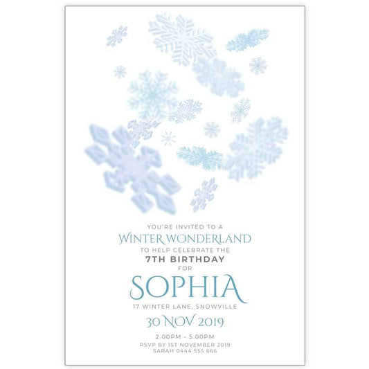 Frozen birthday invitation - Falling Snowflakes