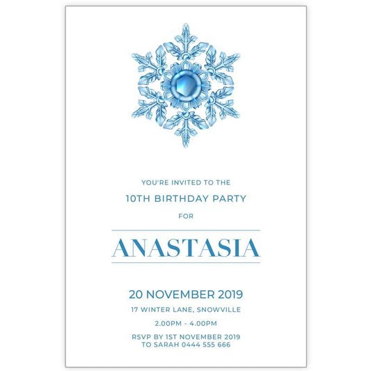 Frozen birthday invitation - Snowflake Jewel
