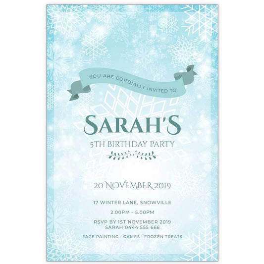 Frozen birthday invitation - Snowflake Scroll