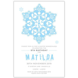 Frozen birthday invitation - Snowflake Single
