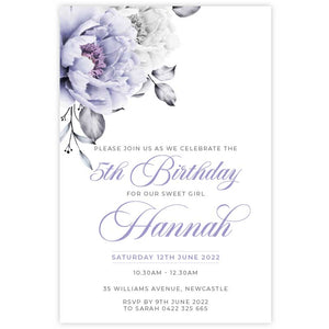 floral lilac bloom birthday invitation