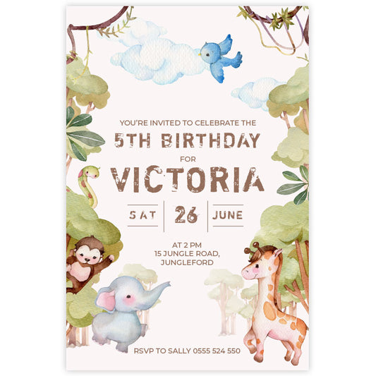 jungle adventure birthday invitation