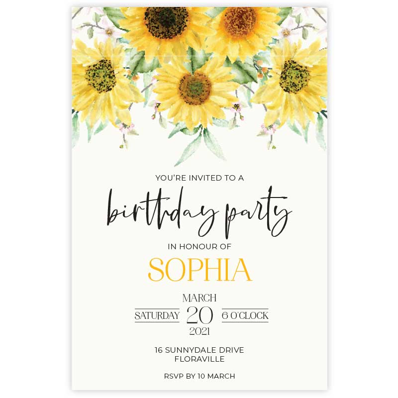 sunflower birthday invitation