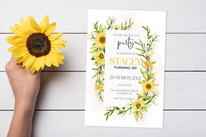sunflower birthday invitation mockup