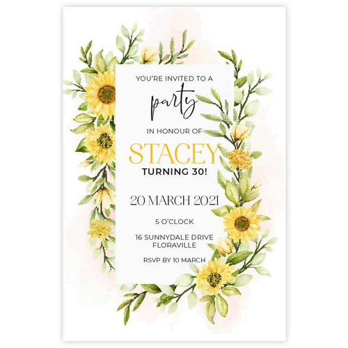 sunflower birthday invitation
