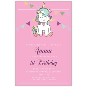 Unicorn birthday invitation - Cutesy