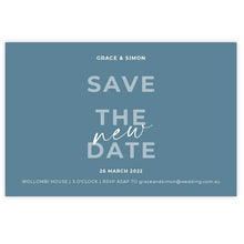change of date card save the new date dusky blue
