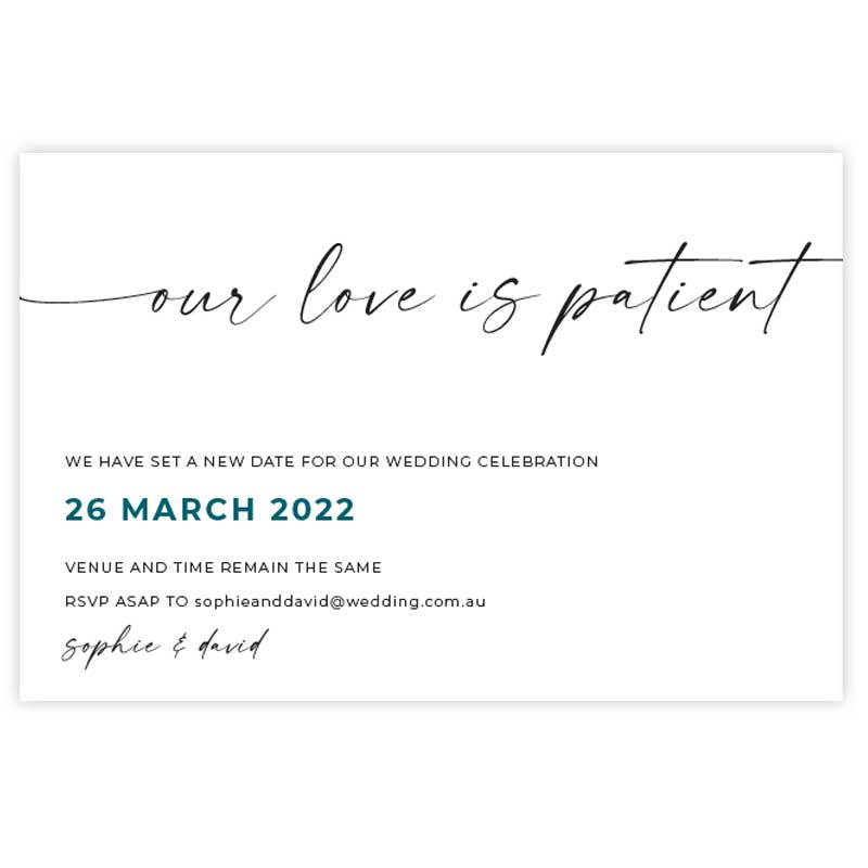 change of date card love is patient
