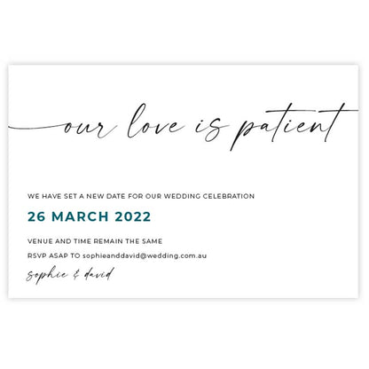 change of date card love is patient