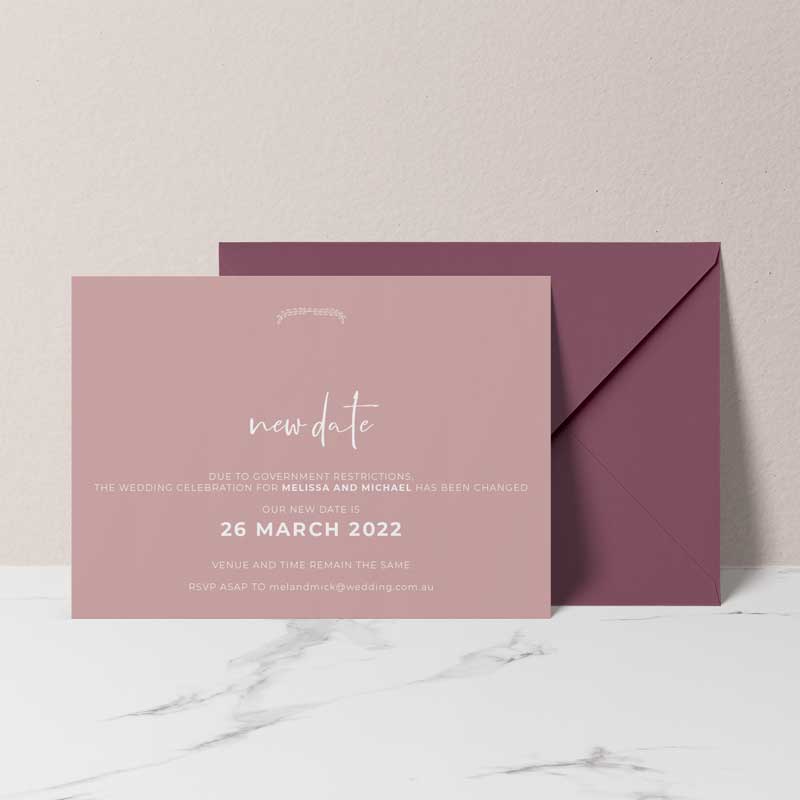 change of date card rose envelope