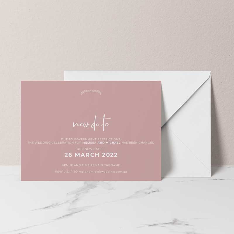 change of date card rose envelope