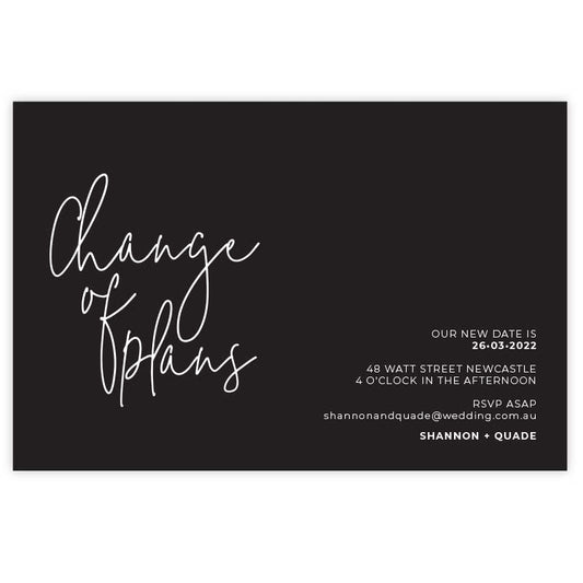 change of date card black and white