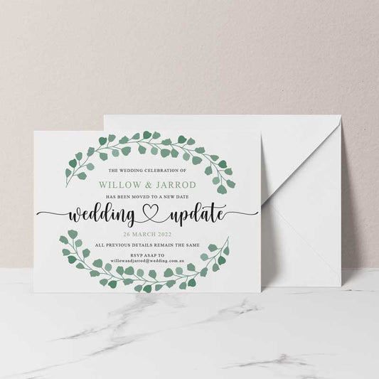change the date card eucalyptus white envelope