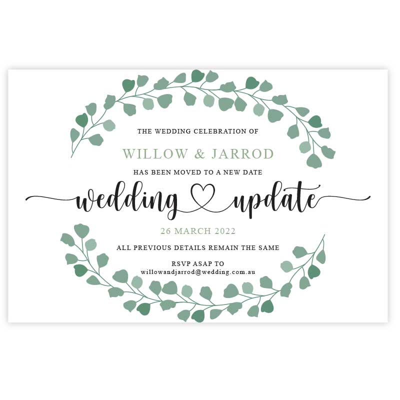 change the date card eucalyptus green envelope