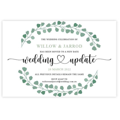 change the date card eucalyptus green envelope