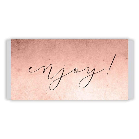 rose gold design with enjoy chocolate rapper for party favor front