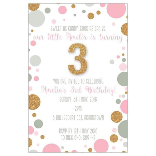 Confetti Polka Dot birthday invitation