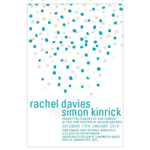 Confetti Teal wedding invitation