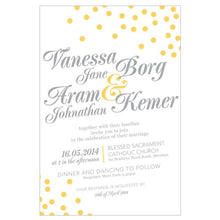 Confetti yellow and grey wedding invitation