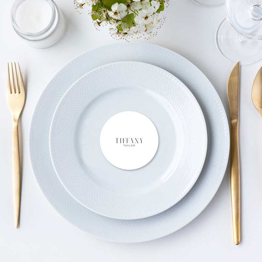 diecut circle place card black and white