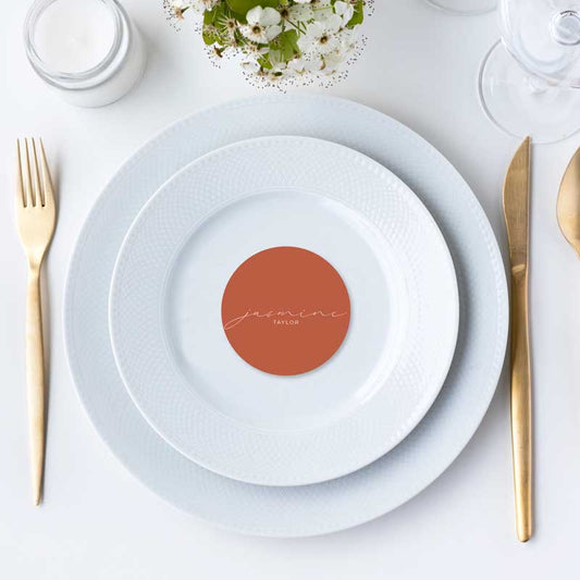 diecut circle place card clay