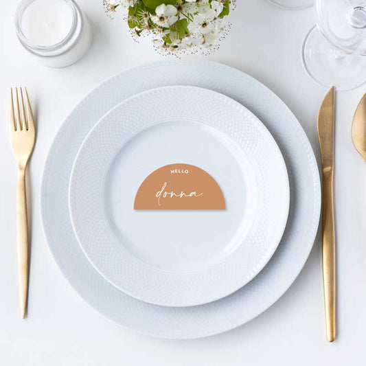 diecut arch place card white cinnamon