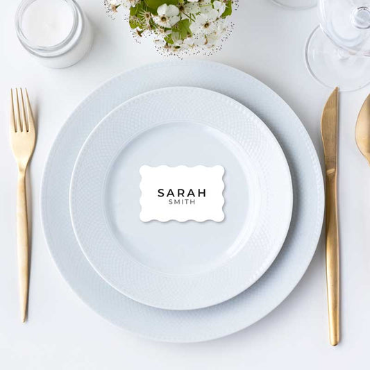diecut wiggle place card black print