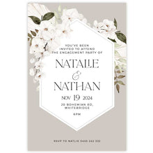 bohemian elegance floral engagement invitation