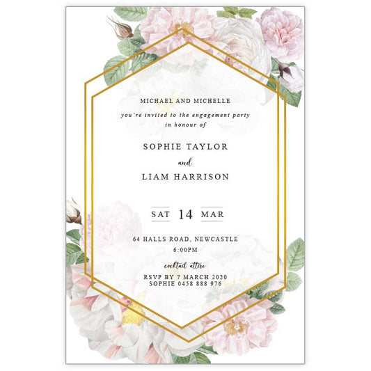 Luxury Peony Floral Geo - Engagement Inv