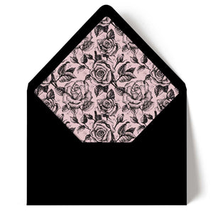 black and pink roses envelope liner