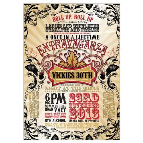 Circus Extravaganzia birthday invitation