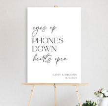 eyes up phones down unplugged wedding sign