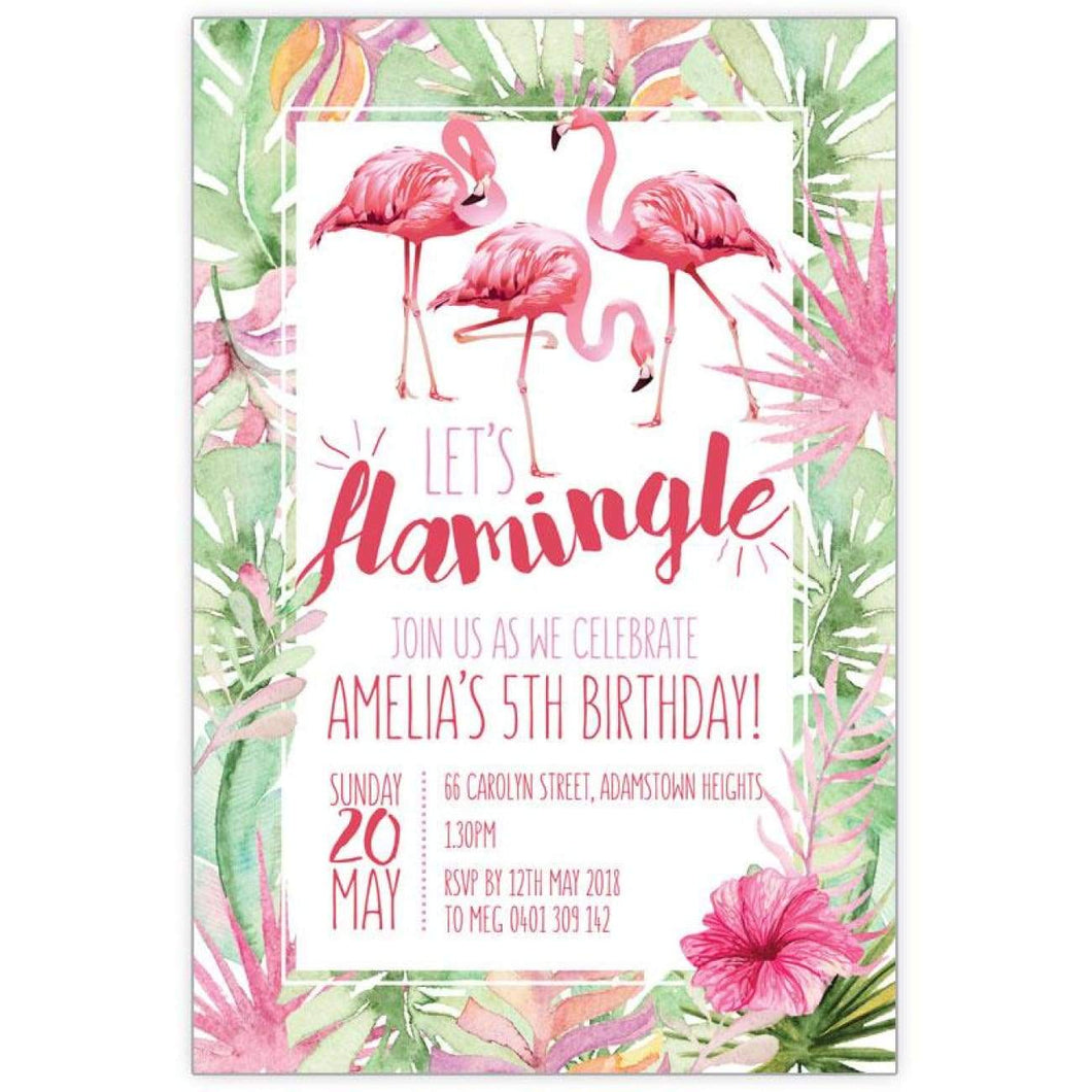 Flamingle Flamingo birthday invitation
