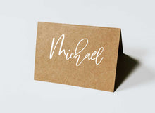folded white ink place card