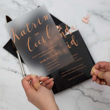 rose gold printed frosted acrylic invitation