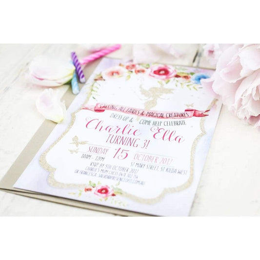 Glitter Fairy birthday invitation