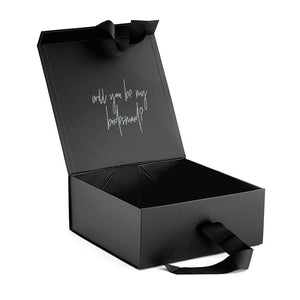 bridesmaid proposal box hamper box black open