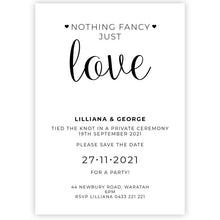 nothing fancy just love elopement card white