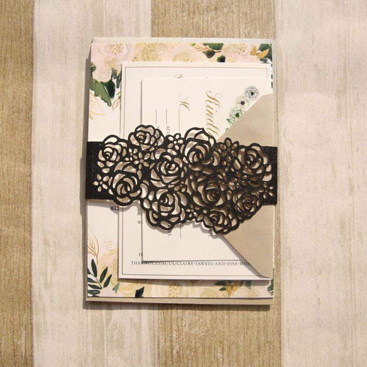 Laser cut - Belly Band Glitter - 'Roses'
