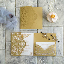 gold laser-cut wedding invitation suite